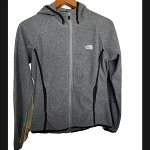 The North Face Women's Small Charcoal Full Zip Fleece Jacket Knit Hood TKA 100